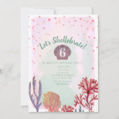 Invitation Aquarelle Shellebrate Confetti Coral Anniversaire (Devant)