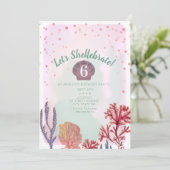 Invitation Aquarelle Shellebrate Confetti Coral Anniversaire (Debout devant)