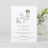 Invitation Aquarelle Shih Tzu Pet Floral Rose (Debout devant)