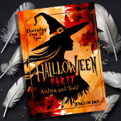 Invitation Aquarelle Silhouette sorcière modifiable Halloween