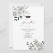 Invitation Aquarelle Silver Sage Floral Graduation Party (Devant)