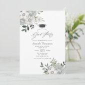 Invitation Aquarelle Silver Sage Floral Graduation Party (Debout devant)