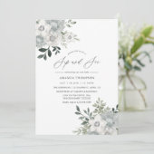 Invitation Aquarelle Silver Sage Floral Sip et voir (Debout devant)