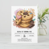 Invitation Aquarelle Simple Chic Cookies Anniversaire (Debout devant)