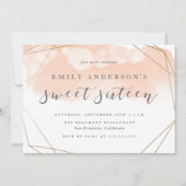 Invitation Aquarelle simple couleur or Géométrique Sweet 16 (Devant)