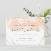 Invitation Aquarelle simple couleur or Géométrique Sweet 16 (Debout devant)