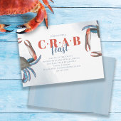 Invitation Aquarelle Simple Crabe Bleu Fête Ocean Party