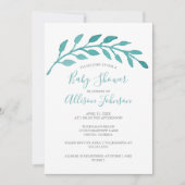 Invitation Aquarelle simple et élégante Baby shower Turquoise (Devant)
