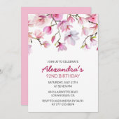 Invitation Aquarelle simple et élégante Boho rose 92e anniver (Devant / Derrière)