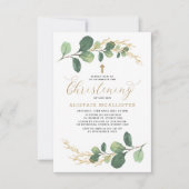 Invitation Aquarelle simple et élégante Verdure Christening (Devant)