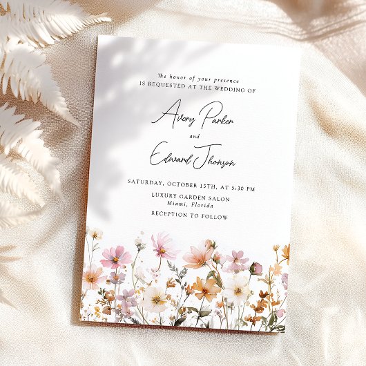 Invitation Aquarelle simple mariage de automne Rustique