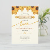 Invitation Aquarelle simple Miel Bee Sunflower 2e anniversair (Debout devant)