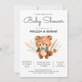 Invitation Aquarelle simple mignonne Ours en peluche bébé gar (Devant)