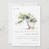 Invitation Aquarelle simple minimale Arbre botanique Annivers (Devant)