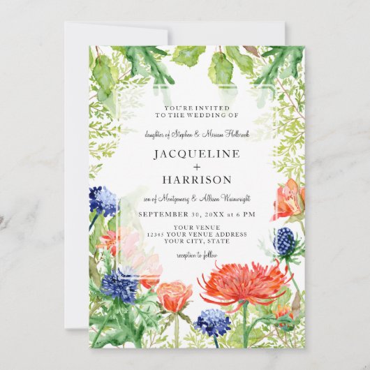 Invitation Aquarelle simple moderne Coral Orange Mum Thistore (Devant)