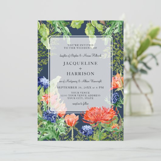 Invitation Aquarelle simple moderne Marine Blue Mum Thistore (Debout devant)