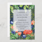 Invitation Aquarelle simple moderne Marine Blue Mum Thistore (Devant / Derrière)