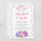 Invitation Aquarelle simple Oeufs floraux Bow Brunch de Pâque (Devant)