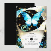 Invitation Aquarelle simple papillon Anniversaire (Devant / Derrière)