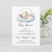 Invitation Aquarelle simple Petit Baby shower d'ours (Debout devant)