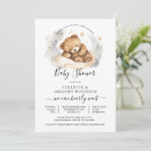 Invitation Aquarelle simple Petit Baby shower d'ours (Debout devant)