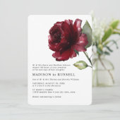 Invitation Aquarelle simple Rose rouge profond Mariage offici (Debout devant)