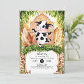 Invitation Aquarelle Simple Vache Anniversaire (Debout devant)