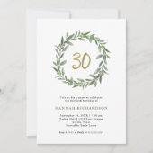 Invitation Aquarelle simple Verdure et or 30e anniversaire (Devant)