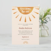 Invitation Aquarelle simple Voici le Baby shower Son (Debout devant)
