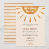 Invitation Aquarelle simple Voici le Baby shower Son (Devant / Derrière)