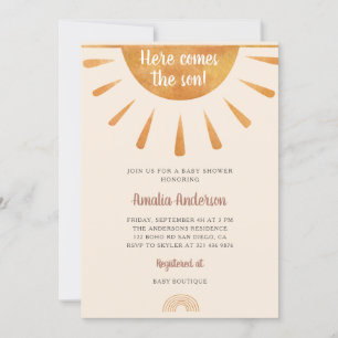 Invitation Aquarelle simple Voici le Baby shower Son
