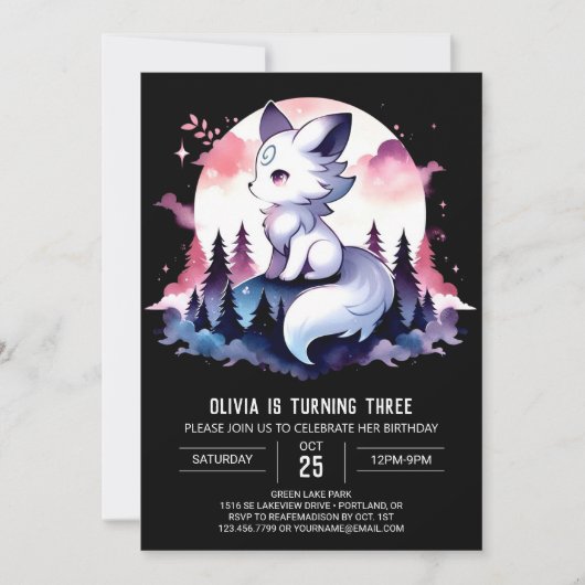 Invitation Aquarelle Simple Wolf Anniversaire (Devant)