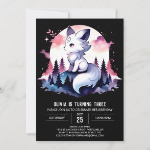 Invitation Aquarelle Simple Wolf Anniversaire