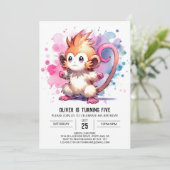 Invitation Aquarelle Singe rustique Anniversaire (Debout devant)