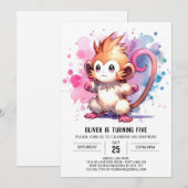 Invitation Aquarelle Singe rustique Anniversaire (Devant / Derrière)