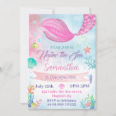 Invitation Aquarelle Sirène 1er 2e 3e 4e 5e anniversaire (Devant)