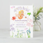 Invitation Aquarelle Sirène Anniversaire (Debout devant)