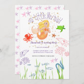 Invitation Aquarelle Sirène Anniversaire (Devant / Derrière)