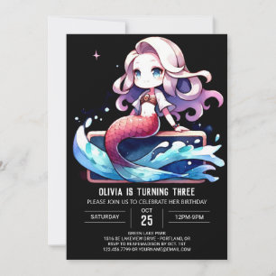 Invitation Aquarelle Sirène marine Anniversaire