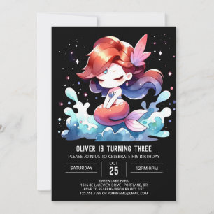 Invitation Aquarelle Sirène Whimsical Anniversaire