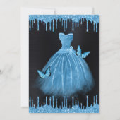 Invitation Aquarelle Sky Blue Parties scintillant robe Quince (Dos)