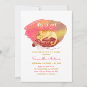 Invitation Aquarelle Sleepy Kitten C'est un Baby shower de fi (Devant)