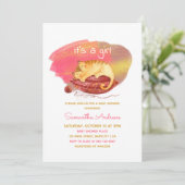 Invitation Aquarelle Sleepy Kitten C'est un Baby shower de fi (Debout devant)