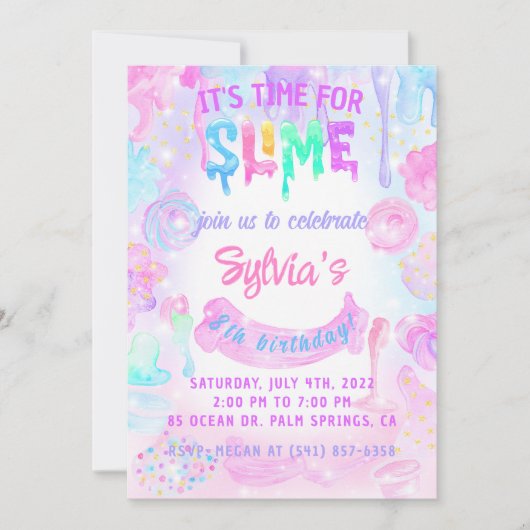 Invitation Aquarelle Slime (Devant)
