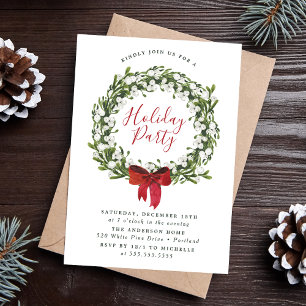 Invitation Aquarelle Snowberry verdure Wreath Holiday