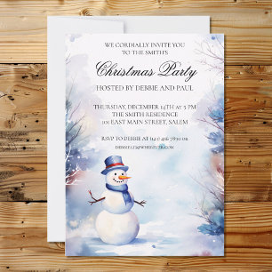 Invitation Aquarelle Snowman à la fête de Noël des neiges