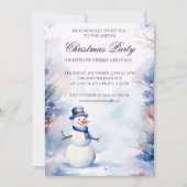 Invitation Aquarelle Snowman à la fête de Noël des neiges (Devant)