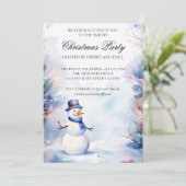 Invitation Aquarelle Snowman à la fête de Noël des neiges (Debout devant)