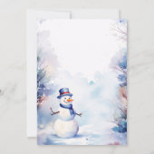 Invitation Aquarelle Snowman à la fête de Noël des neiges (Dos)