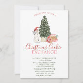 Invitation Aquarelle Snowman, Pine Tree, Cookies Noël (Devant)